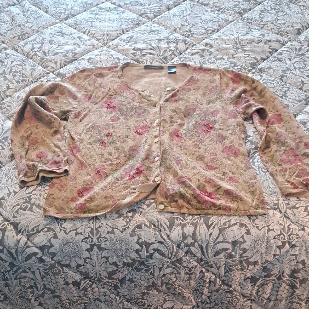 Woman's Liz Claiborne Beaded Cardigan Size Large